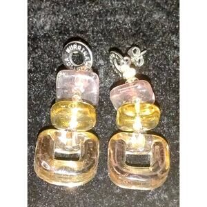 Antica Murrina Murano Glass Drop Earrings – Yellow & Blush Pink